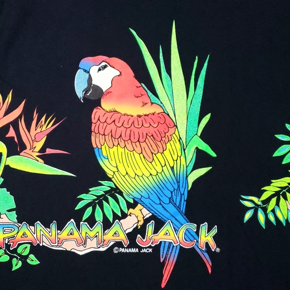 Vintage Natuee Panama Jack Wrap Around Rainforest Toucan Macaw Tropical T-shirt - Picture 13 of 15